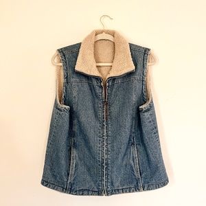 Vintage fleece lined denim vest